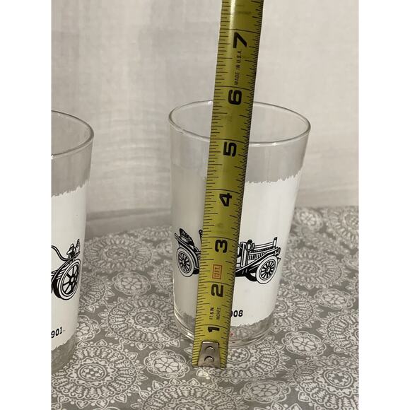 VINTAGE FEDERAL GLASS BEVERAGE GLASSES SET 2 ANTIQUE CARS Buick And Oldsmobile - Picture 3 of 4